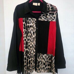 Chico's bold tunic blouse top with textured panels NWOT Size 2/L